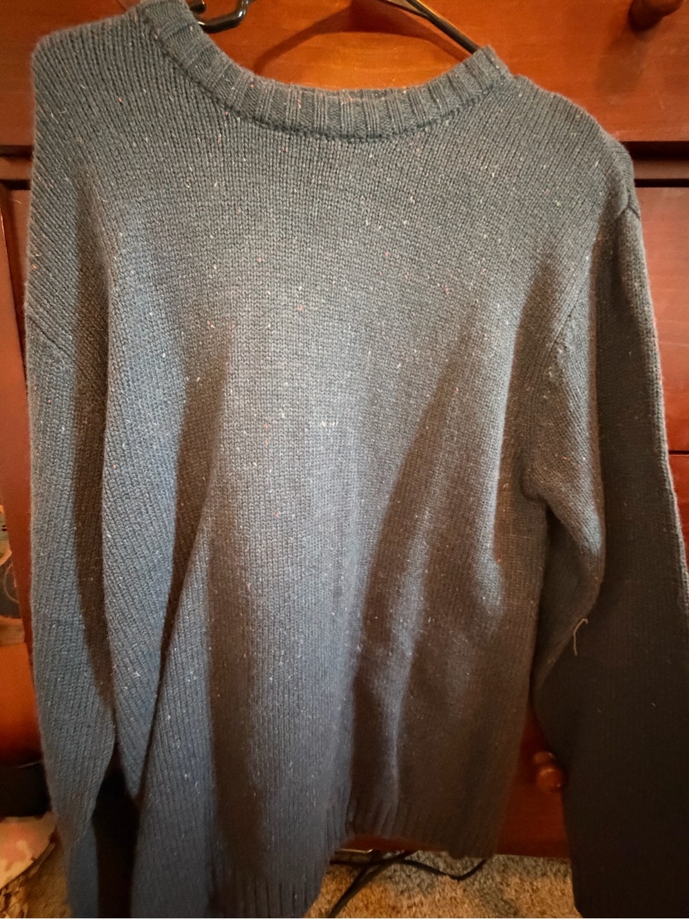Line of Trade Men’s Speckled Crewneck Knit Sweater Navy Blue Size Large